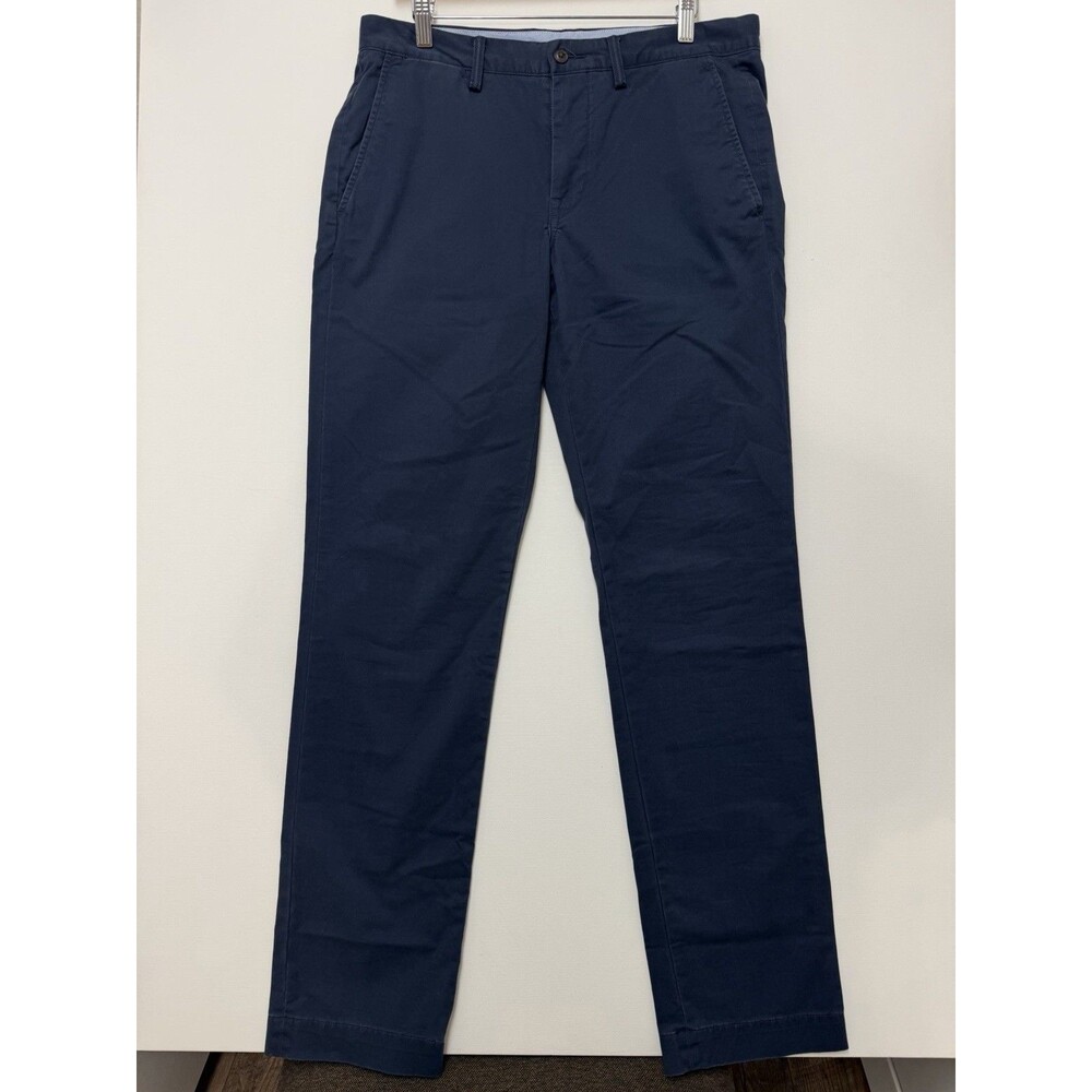 Polo Ralph Lauren Chino Pants Mens 32x34 Navy Stretch Straight Twill Cotton Pony